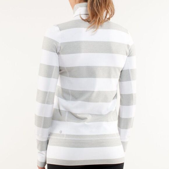 Lululemon In Stride Jacket Brushed White Silver Spoon Wide Bold Multi Stripe - Picture 2 of 12
